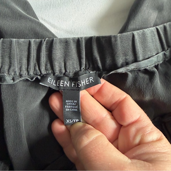 Eileen Fisher 100% Silk XS Dark Gray Crepe Drawstring Sleep Lounge Jogger Pant - Picture 8 of 12